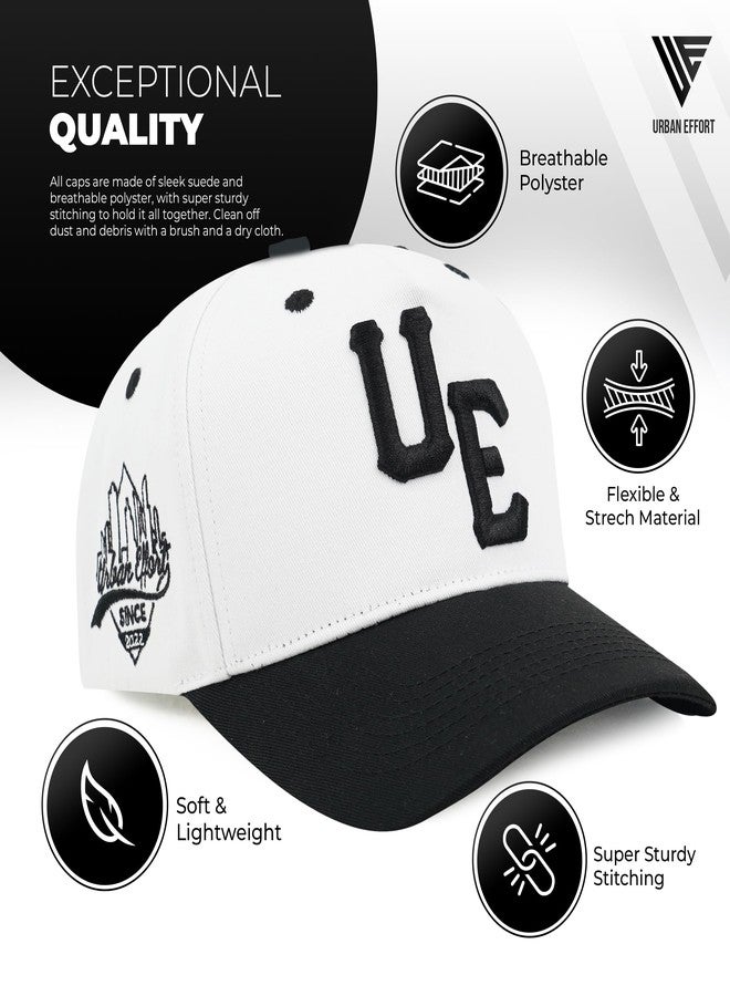 Urban Effort Vintage Trucker hat - for Men Women Baseball Hat - Trendy Sports Snapback Closure for Your Style & Outdoors (Curved Bill, White/Black) - Image 2
